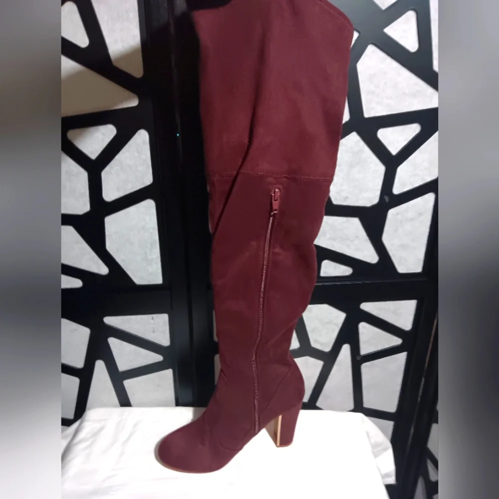 BetseyVille + Target - Heeled Over-the-knee Boot - Wine, Gold - Sz 8.5